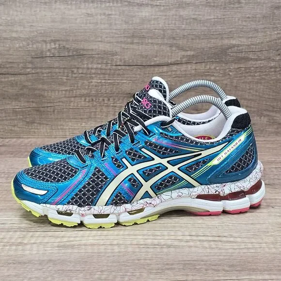 Asics Gel Kayano 19 Women's Size 9.5 Blue Black White Running Shoes (T392N) - Picture 3 of 9